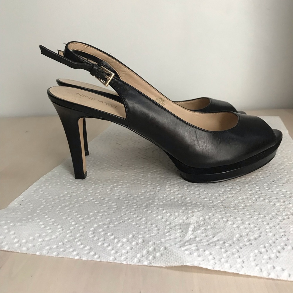 Nine West Heels / black leather / size 8.5